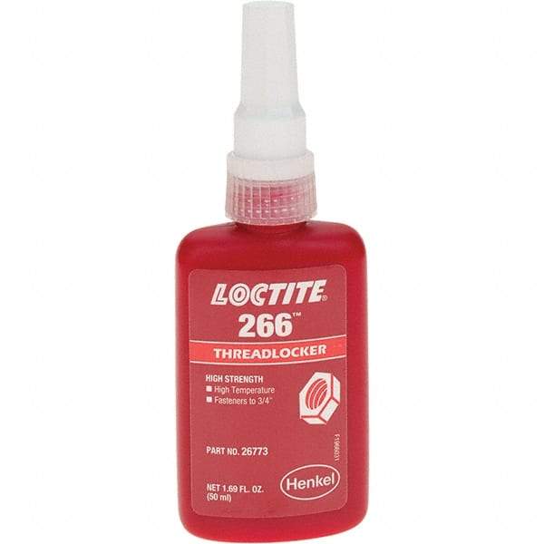 Loctite - 50 mL, Red, High Strength Threadlocker - Series 266 - Exact Industrial Supply