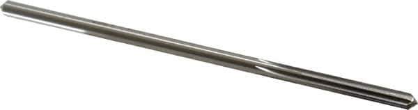 Made in USA - 0.17" High Speed Steel 6 Flute Chucking Reamer - Straight Flute, 0.1595" Straight Shank, 1-1/8" Flute Length, 4-1/2" OAL - Exact Industrial Supply