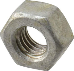 Value Collection - 3/8-16 UNC Steel Right Hand Heavy Hex Nut - 11/16" Across Flats, 23/64" High, Hot Dipped Galvanized Finish - Exact Industrial Supply