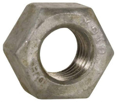 Value Collection - 1-1/2 - 6 UNC Steel Right Hand Heavy Hex Nut - 2-3/8" Across Flats, 1-15/32" High, Hot Dipped Galvanized Finish - Exact Industrial Supply