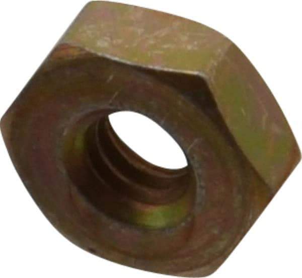 Made in USA - #8-32 UN Steel Right Hand Machine Screw Hex Nut - 11/32" Across Flats, 0.13" High, Cadmium-Plated Finish - Exact Industrial Supply