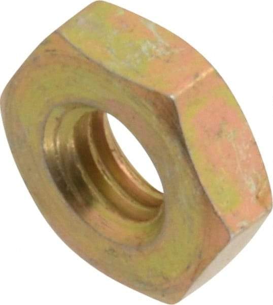 Made in USA - #10-32 UN Steel Right Hand Machine Screw Hex Nut - 11/32" Across Flats, 0.13" High, Cadmium-Plated Finish - Exact Industrial Supply