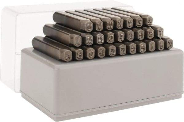 C.H. Hanson - 27 Piece, 3/16" Character Steel Stamp Set - Letters, Standard - Exact Industrial Supply