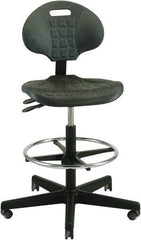 Bevco - 22 to 32" High Adjustable Height Swivel Stool - 27" Wide x 27" Deep, Polyurethane Seat, Black - Exact Industrial Supply