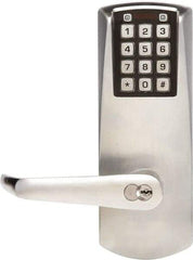 Kaba Access - Combination Entry with Key Override Lever Lockset for 1-3/8 to 2-1/4" Thick Doors - 2-3/4" Back Set, 6 or 7 Pin Length Best & Compatible (Core Not Included) Cylinder, Satin Chrome Finish - Exact Industrial Supply
