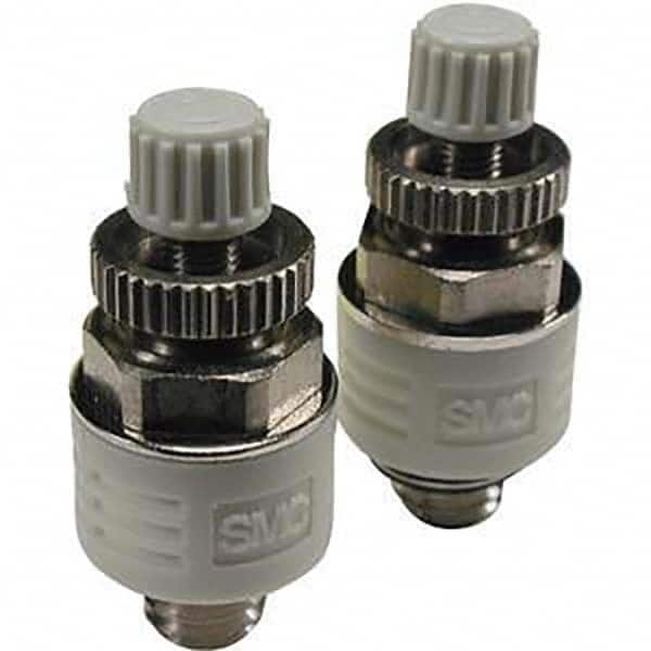 SMC PNEUMATICS - Speed & Flow Control Valves Valve Type: Metering Valve with Silencer Male Thread Size: 10-32 UNF - Exact Industrial Supply