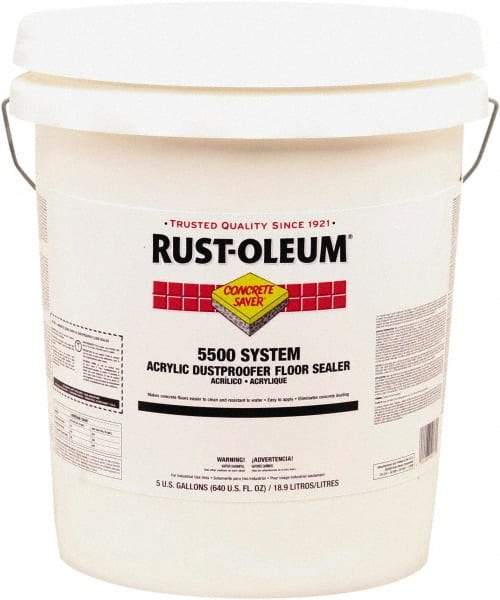 Rust-Oleum - 5 Gal Can Satin Clear Floor Coating - 150 to 300 Sq Ft/Gal Coverage, 37 g/L VOC Content - Exact Industrial Supply