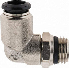 Alpha Technologies - 8mm Outside Diam, 1/4 Universal, Nickel Plated Brass Push-to-Connect Tube Male Swivel Elbow - 250 Max psi, Tube to Universal Thread Connection, Buna O-Ring - Exact Industrial Supply