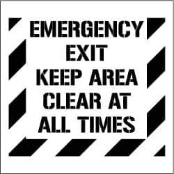 NMC - Emergency Exit - Keep Area Clear at All Times Stencil - 0.06 Inch Thick, Polyethylene, English - Exact Industrial Supply