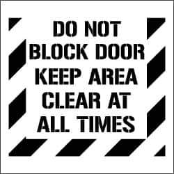 NMC - Do Not Block Door - Keep Area Clear at All Times Stencil - 0.06 Inch Thick, Polyethylene, English - Exact Industrial Supply