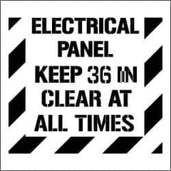 NMC - Electrical Panel - Keep 36 in Clear at All Times Stencil - 0.06 Inch Thick, Polyethylene, English - Exact Industrial Supply