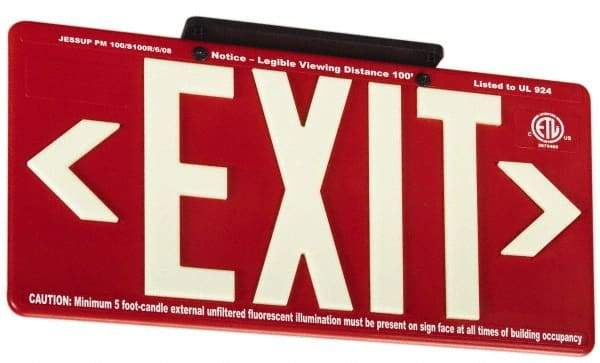 NMC - Exit, Plastic Exit Sign - 15-7/8" Wide x 8-5/8" High, Glow-in-the-Dark - Exact Industrial Supply