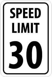 NMC - "Speed Limit 30", 18" Wide x 24" High, Aluminum Speed Limit Signs - 0.08" Thick, Black on White, High Intensity Reflectivity, Rectangle, Post Mount - Exact Industrial Supply