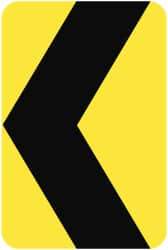 NMC - "Chevron", 18" Wide x 24" High, Aluminum Traffic Control Signs - 0.08" Thick, Black on Yellow, High Intensity Reflectivity, Rectangle, Post Mount - Exact Industrial Supply