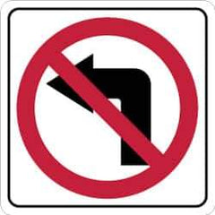 NMC - "Strike on Left Arrow", 24" Wide x 24" High, Aluminum Traffic Control Signs - 0.08" Thick, Red & Black on White, High Intensity Reflectivity, Square, Post Mount - Exact Industrial Supply