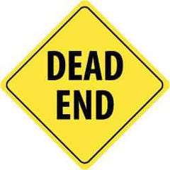 NMC - "Dead End", 24" Wide x 24" High, Aluminum Traffic Control Signs - 0.08" Thick, Black on Yellow, High Intensity Reflectivity, Diamond, Post Mount - Exact Industrial Supply