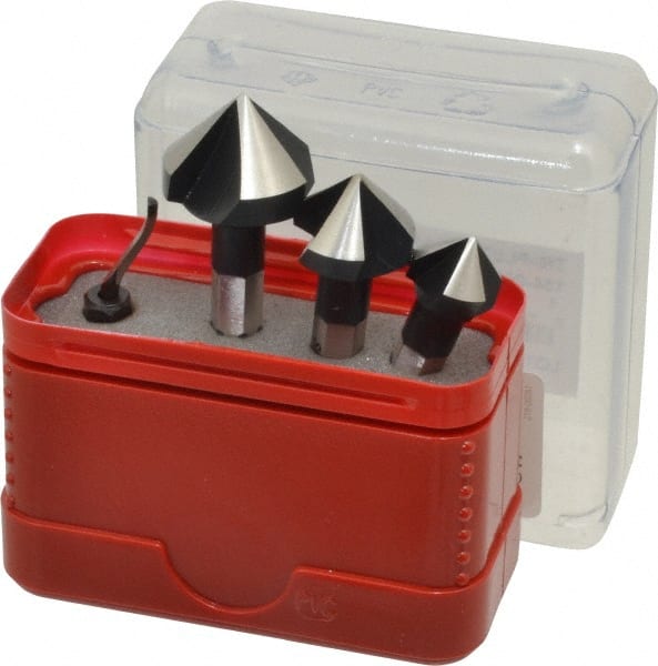 Vargus - 4 Piece, 1/2 to 13/16" Head Diam, Single End Countersink Set - Exact Industrial Supply