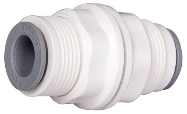 Parker - 1/4" OD, Bio-Sourced Nylon 11 Push-to-Connect Bulkhead Union - 230 Max psi, White - Exact Industrial Supply