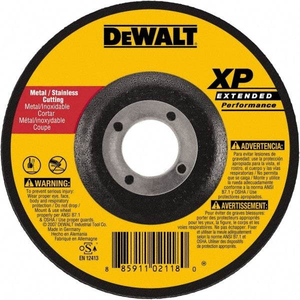 DeWALT - 24 Grit, 9" Wheel Diam, 1/4" Wheel Thickness, Type 27 Depressed Center Wheel - Zirconia Alumina, Resinoid Bond, 6,600 Max RPM, Compatible with Angle Grinder - Exact Industrial Supply