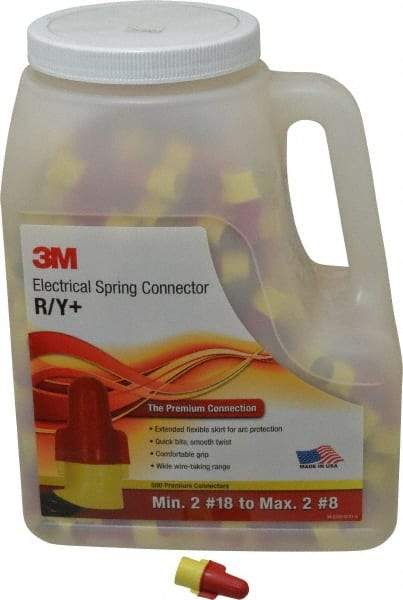 3M - 2, 18 to 2, 8 AWG, 600 Volt, Flame Retardant, Wing Twist on Wire Connector - Red & Yellow, 221°F - Exact Industrial Supply