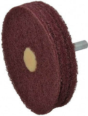 Merit Abrasives - 3" Diam, Medium Mounted Scrubber Buffing Wheel - 3 Ply, Very Fine Grade, 1/4" Shank Diam, 8,000 RPM - Exact Industrial Supply