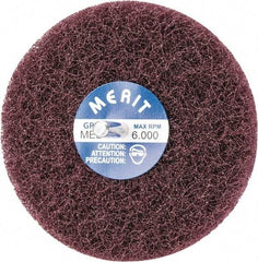 Merit Abrasives - 4" Diam, Medium Mounted Scrubber Buffing Wheel - 2 Ply, Medium Grade, 1/4" Shank Diam, 6,000 RPM - Exact Industrial Supply