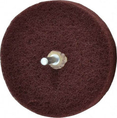 Merit Abrasives - 4" Diam, Medium Mounted Scrubber Buffing Wheel - 3 Ply, Very Fine Grade, 1/4" Shank Diam, 6,000 RPM - Exact Industrial Supply