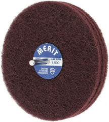Merit Abrasives - 5" Diam, Medium Mounted Scrubber Buffing Wheel - 3 Ply, Very Fine Grade, 1/4" Shank Diam, 4,000 RPM - Exact Industrial Supply