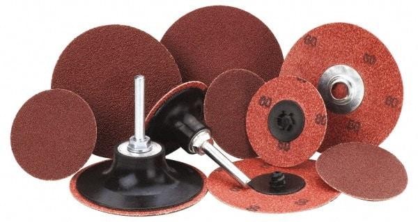 Merit Abrasives - 3" Disc Diam, 24 Grit, Aluminum Oxide Quick Change Disc - Type R Attaching System, Coated, Maroon, Very Coarse Grade, 20,000 RPM - Exact Industrial Supply