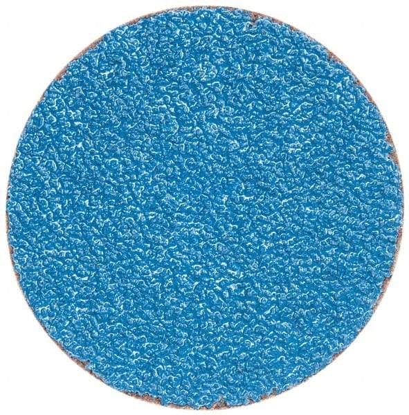 Merit Abrasives - 3" Disc Diam, 36 Grit, Zirconia Alumina Quick Change Disc - Type S Attaching System, Coated, Blue, Very Coarse Grade, 20,000 RPM - Exact Industrial Supply