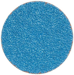 Merit Abrasives - 3" Disc Diam, 36 Grit, Zirconia Alumina Quick Change Disc - Type S Attaching System, Coated, Blue, Very Coarse Grade, 20,000 RPM - Exact Industrial Supply