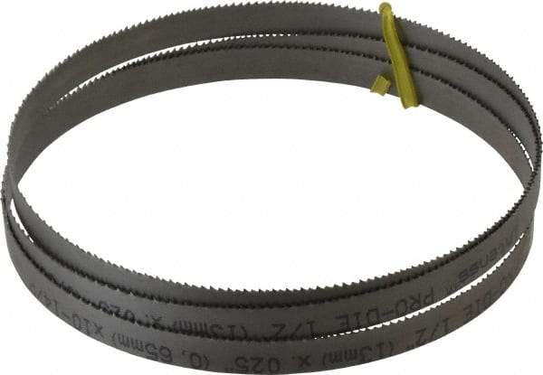 Starrett - 10 to 14 TPI, 5' Long x 1/2" Wide x 0.025" Thick, Welded Band Saw Blade - Bi-Metal, Toothed Edge, Raker Tooth Set, Contour Cutting - Exact Industrial Supply