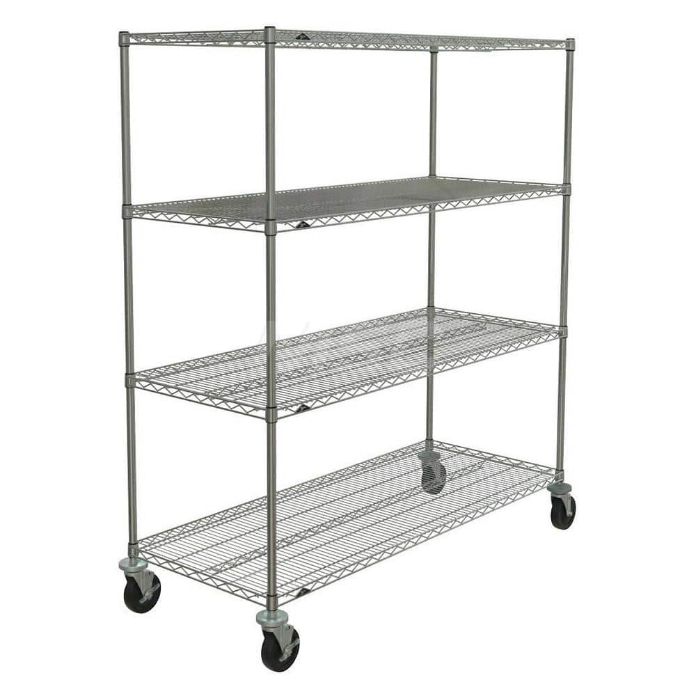 Metro - Carts; Type: Wire ; Load Capacity (Lb.): 600.000 ; Number of Shelves: 4 ; Width (Inch): 26-3/16 ; Length (Inch): 62 ; Height (Inch): 67-7/8 - Exact Industrial Supply