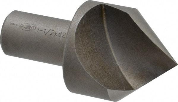 Keo - 1-1/2" Head Diam, 3/4" Shank Diam, 1 Flute 82° High Speed Steel Countersink - Bright Finish, 2-7/8" OAL, Single End, Straight Shank, Right Hand Cut - Exact Industrial Supply