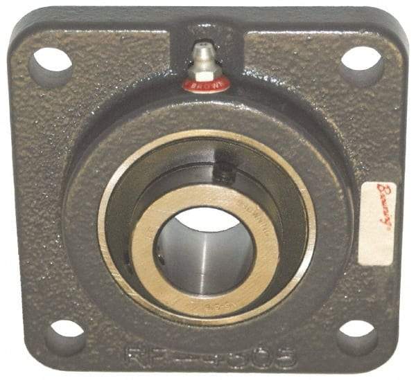 Browning - 1-3/16" ID, 4-1/4" OAL x 4-1/4" OAH 4-Bolt Flange Air Handling - 2,567 Lb Static Cap, 4,381 Lb Dyn Cap, 3-1/4" Btw Mnt Hole Ctrs, Cast Iron - Exact Industrial Supply