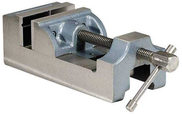 Palmgren - 3" Jaw Opening Capacity x 1-1/2" Throat Depth, Horizontal Drill Press Vise - 2-7/16" Wide Jaw, Stationary Base, Standard Speed, 7-1/2" OAL x 2-9/16" Overall Height, Cast Iron - Exact Industrial Supply