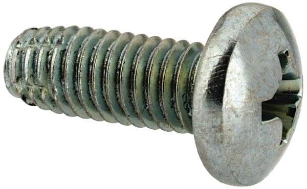 Value Collection - #10-32 UNF Thread, 1/2" Length Under Head, Phillips Drive Steel Thread Cutting Screw - Pan Head, Grade 2, Point Type F, Zinc-Plated Finish - Exact Industrial Supply