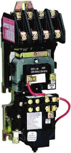 Square D - No Enclosure, 4 Pole, Mechanically Held Lighting Contactor - 20 A (Tungsten), 30 A (Fluorescent), 277 VAC at 60 Hz, 4NO Contact Configuration - Exact Industrial Supply
