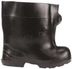 Winter Walking - Men's 12-13.5 Traction Overshoes - 10" High, Plain Toe, Nonslip Sole, PVC Upper, Black - Exact Industrial Supply
