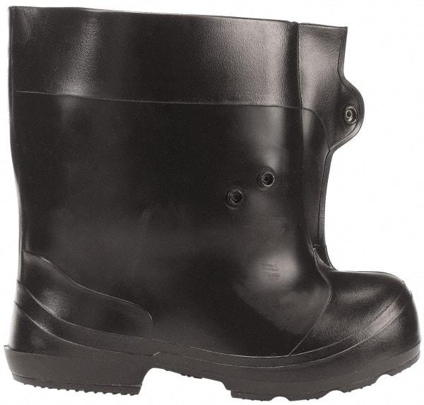 Winter Walking - Men's 7.5-9.5 (Women's 9-11.5) Traction Overshoes - 10" High, Plain Toe, Nonslip Sole, PVC Upper, Black - Exact Industrial Supply