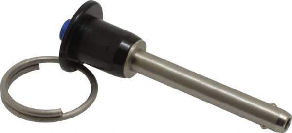 Gibraltar - 1/4" Diam, 1-1/2" Usable Length, Button Handle, Quick Release Pin - Grade 304 Stainless Steel, Bright Finish - Exact Industrial Supply