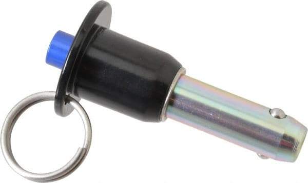 Gibraltar - 1/2" Diam, 1" Usable Length, Button Handle, Quick Release Pin - Grade 4130 Steel, Zinc-Plated Finish - Exact Industrial Supply