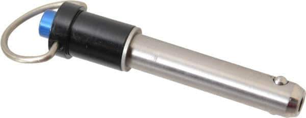 Gibraltar - 3/8" Diam, 1-1/2" Usable Length, Ring Handle, Quick Release Pin - Grade 17-4 Stainless Steel, Bright Finish - Exact Industrial Supply
