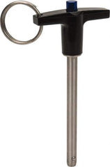 Gibraltar - 1/4" Diam, 2-1/2" Usable Length, T Handle, Quick Release Pin - Grade 17-4 Stainless Steel, Bright Finish - Exact Industrial Supply
