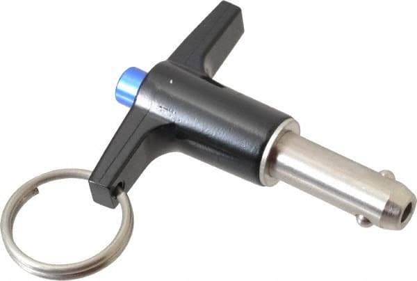 Gibraltar - 3/8" Diam, 3/4" Usable Length, T Handle, Quick Release Pin - Grade 17-4 Stainless Steel, Bright Finish - Exact Industrial Supply