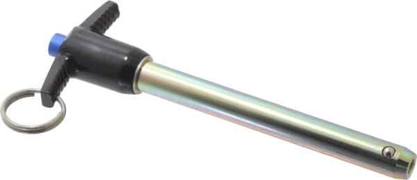 Gibraltar - 1/2" Diam, 4" Usable Length, T Handle, Quick Release Pin - Grade 4130 Steel, Zinc-Plated Finish - Exact Industrial Supply