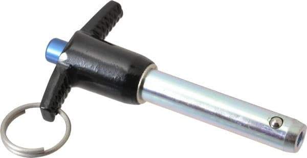 Gibraltar - 1/2" Diam, 2" Usable Length, T Handle, Quick Release Pin - Grade 4130 Steel, Zinc-Plated Finish - Exact Industrial Supply