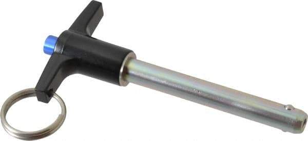 Gibraltar - 3/8" Diam, 2-1/2" Usable Length, T Handle, Quick Release Pin - Grade 4130 Steel, Zinc-Plated Finish - Exact Industrial Supply