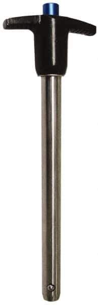 Gibraltar - 1/2" Diam, 1" Usable Length, T Handle, Quick Release Pin - Grade 17-4 Stainless Steel, Bright Finish - Exact Industrial Supply