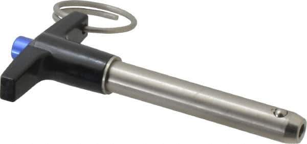 Gibraltar - 3/8" Diam, 2" Usable Length, T Handle, Quick Release Pin - Grade 304 Stainless Steel, Bright Finish - Exact Industrial Supply